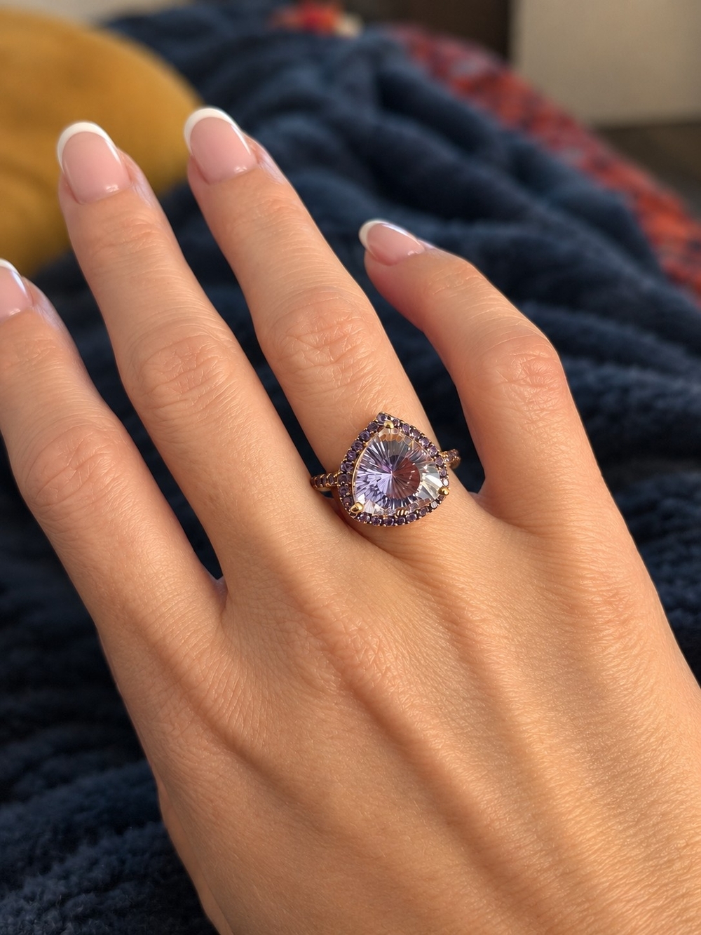 Lavender Teardrop Halo Ring - Women's Jewelry